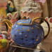 Hall Atomic Starburst blue Gold Stars Teapot