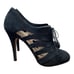 Valentino Black Suede Cutout Lace-Up Booties 40 10