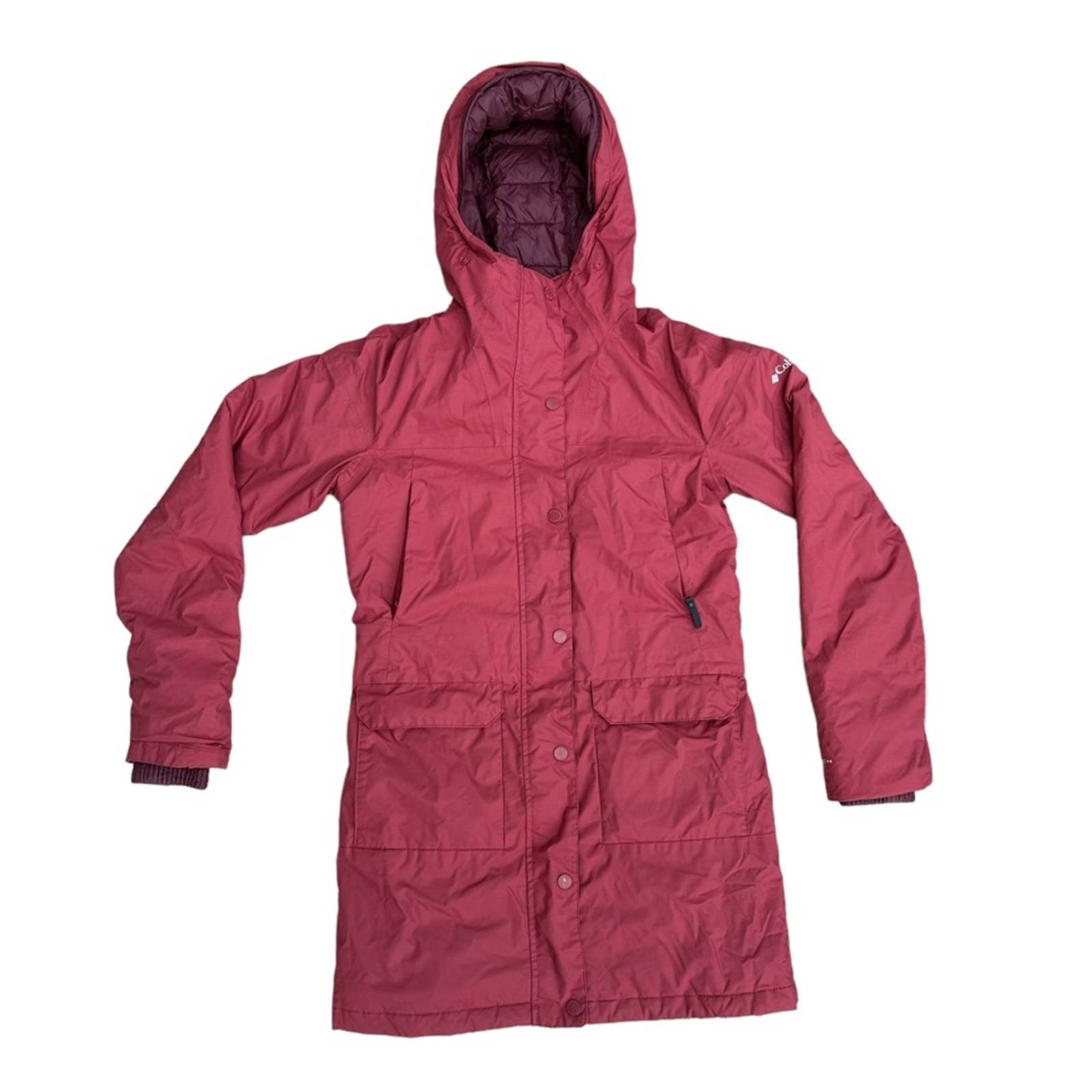 Columbia Omni Tech Parka Coat Womens Long Pockets Ski Red Extra Small