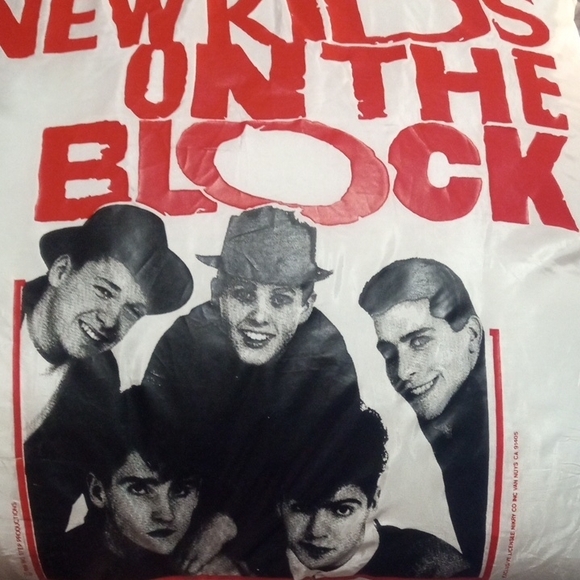 New Kids on the Block Pillow - Vintage 1989 Red, Black, and White.