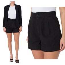 Sale! 158 Joie Women’s Cotton-Linen Pleated Short Black Color Size XL