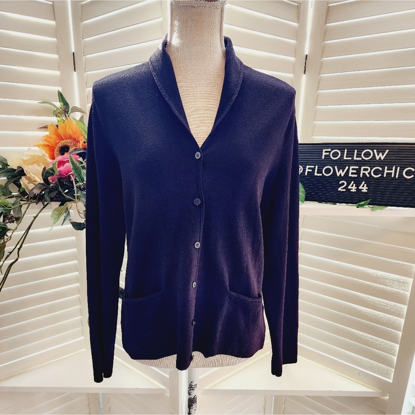 EILEEN FISHER BROWN BUTTON DOWN CARDIGAN SIZE LARGE