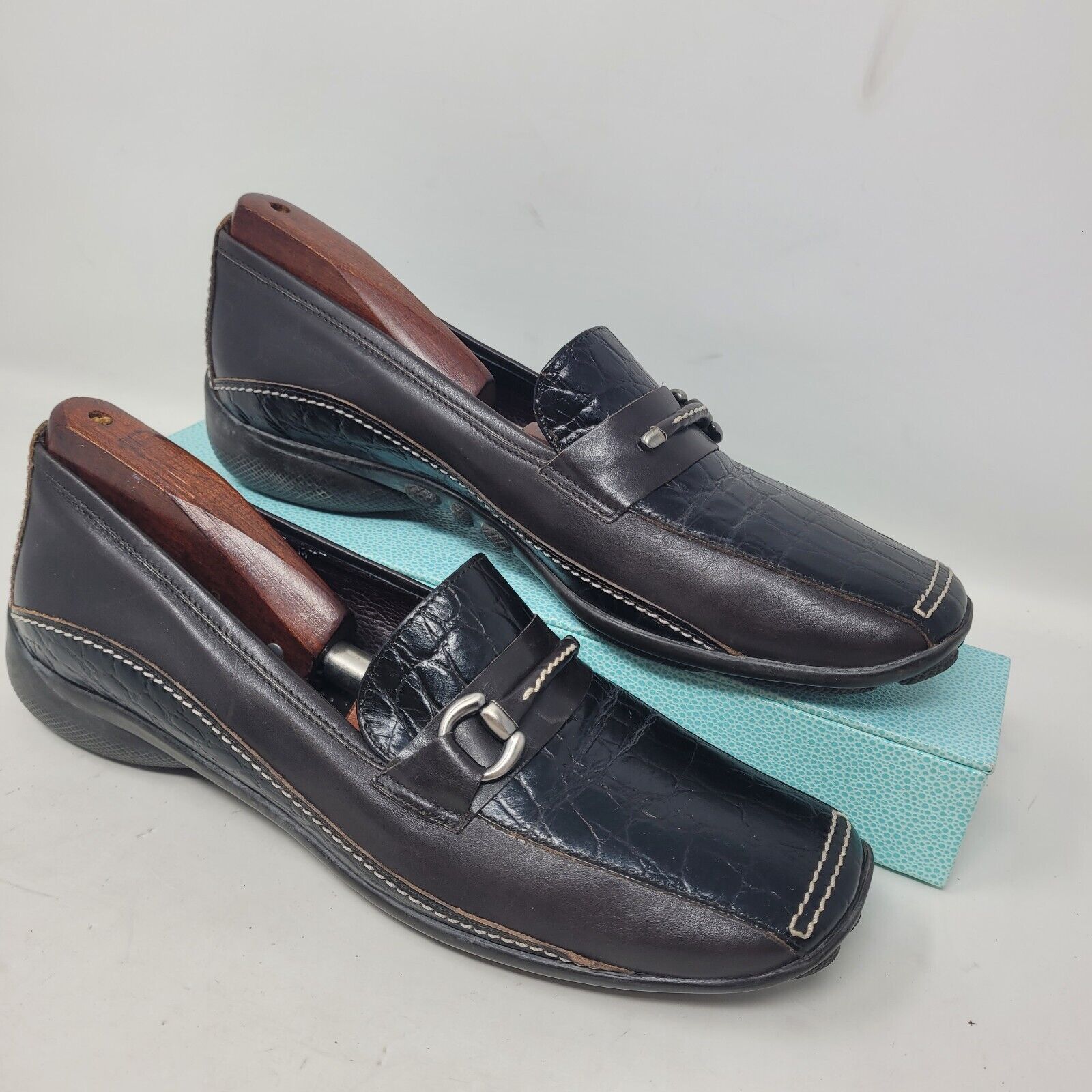 Sesto Meucci Driving Loafers Casual Shoes Womens Sz 9 Black Brown Comfort Italy