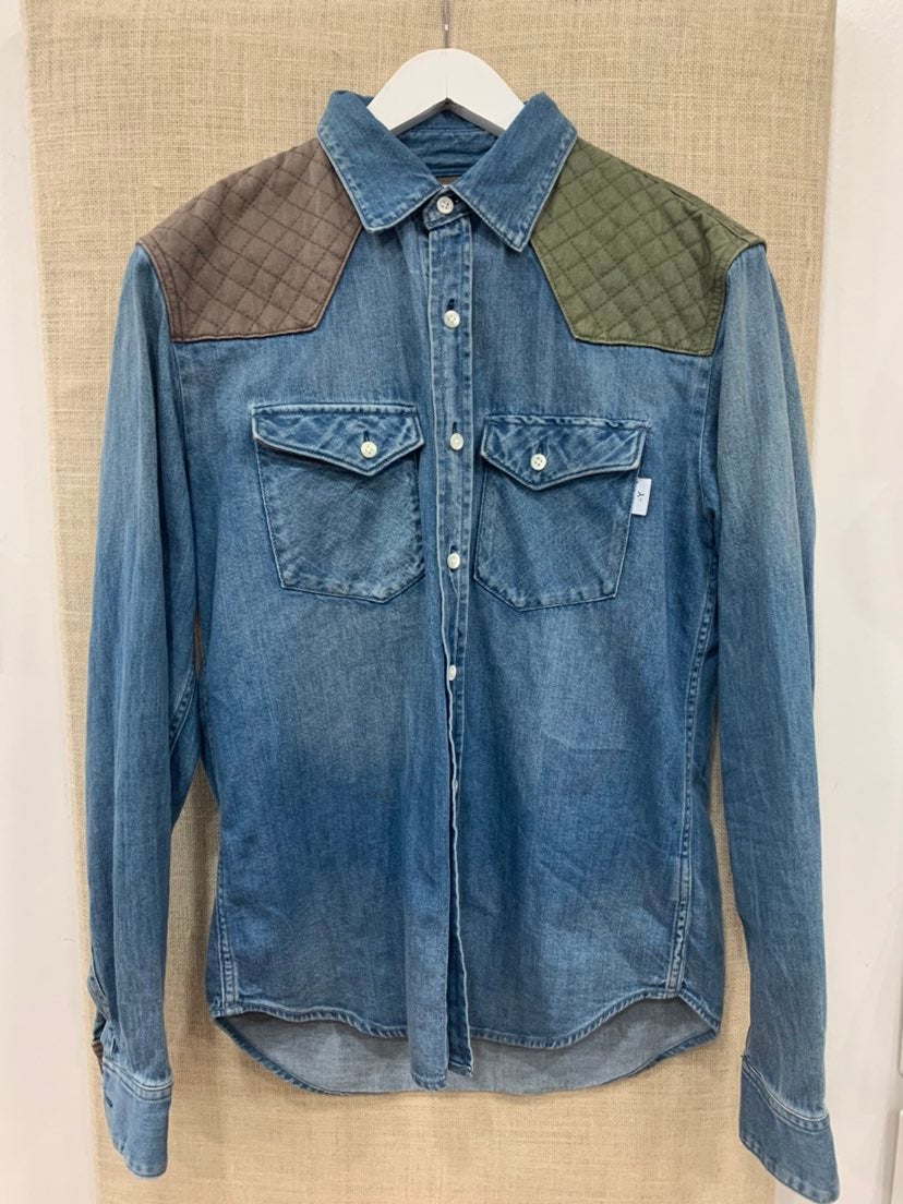 Rare blueY japan denim-quited shirt