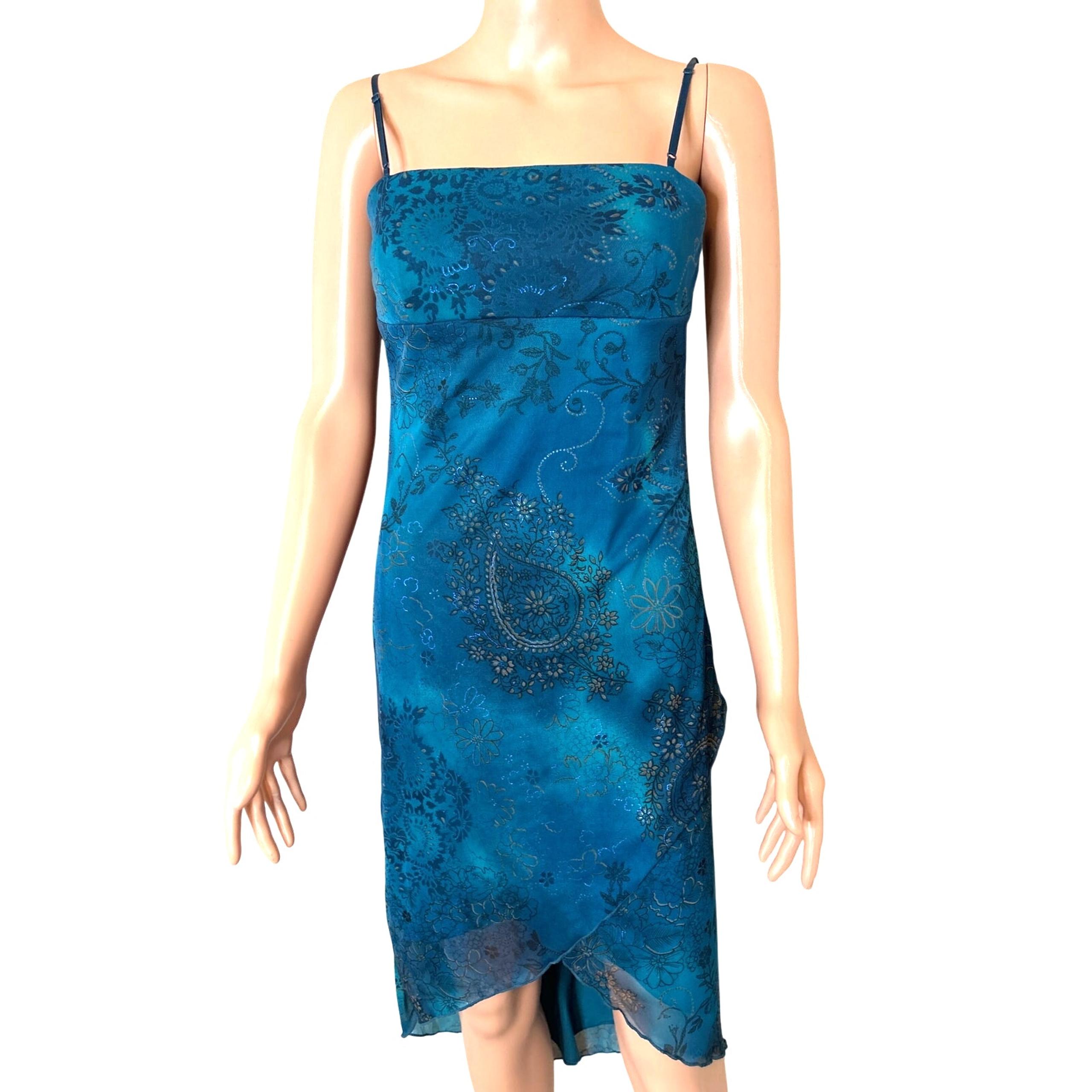 90's Y2K Vintage Semi sheer turquoise Fairy Grunge evening dress City Triangle M