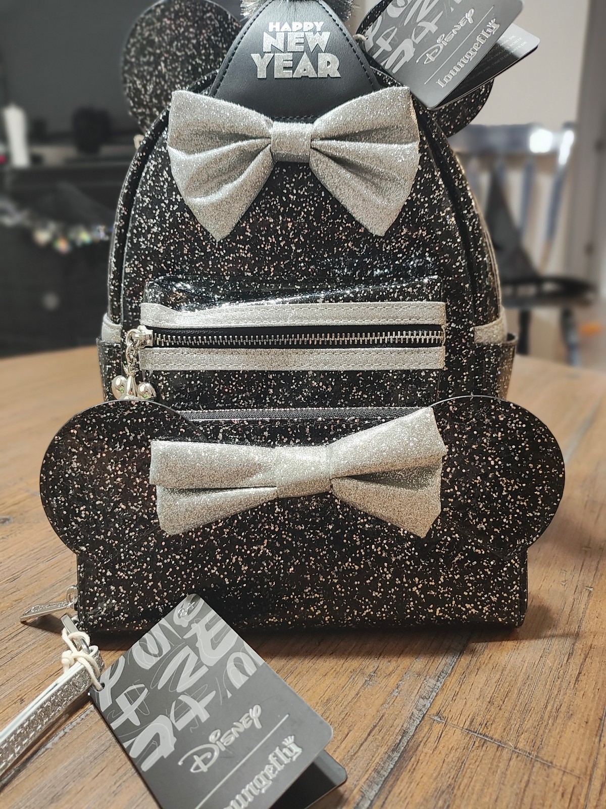 loungefly backpack and wallet Disney Happy New Year set