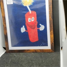 Handmade Framed Colored Pencil Drawing TNT Firecracker