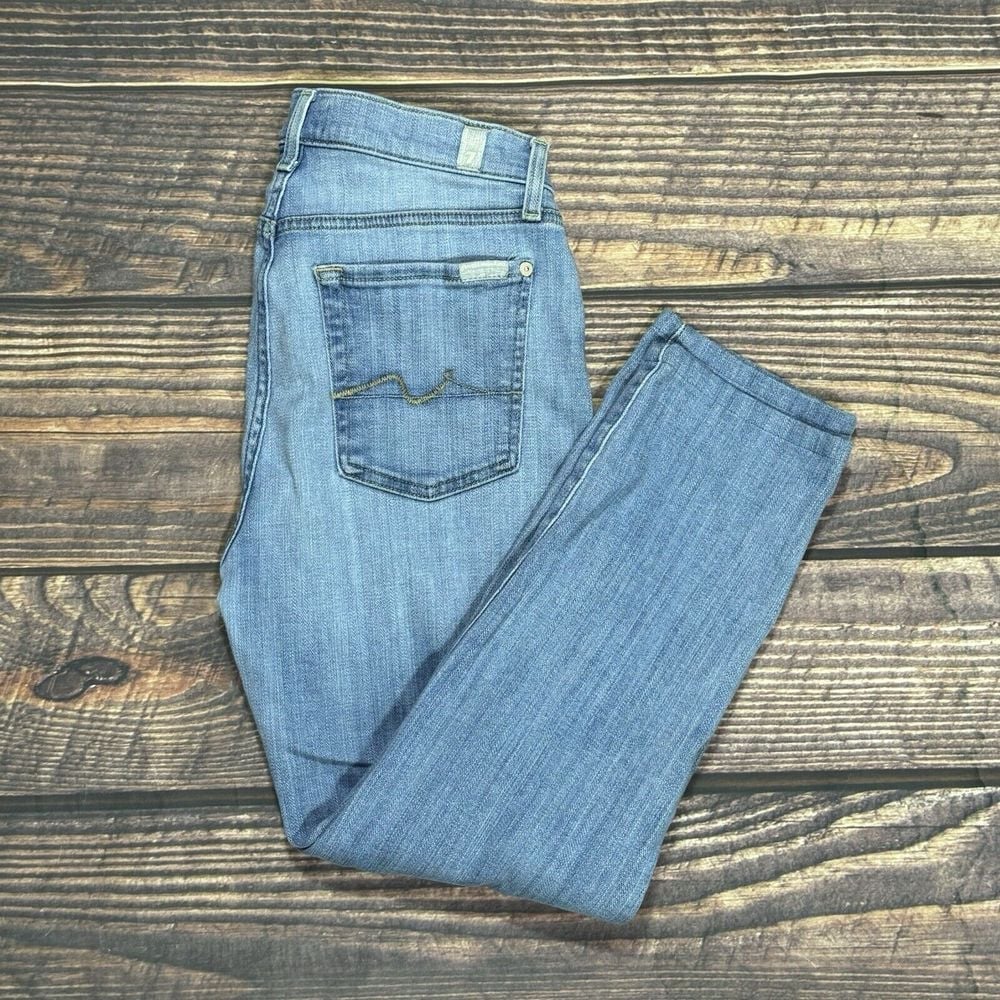 7 For All Mankind Jeans Womens 26 Blue Josefina Denim Button Fly Tapered