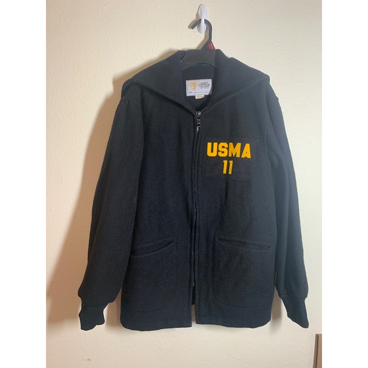 Vintage 80s West Point USMA Cadet Uniform Wool Jacket Size 40S Black Zip Hood