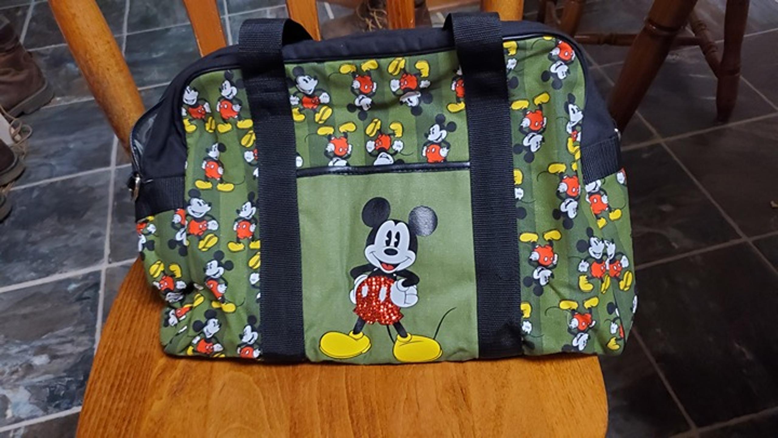 Vintage Mickey Mouse Walt Disney Green Canvas Large Tote Bag Purse - Brand New