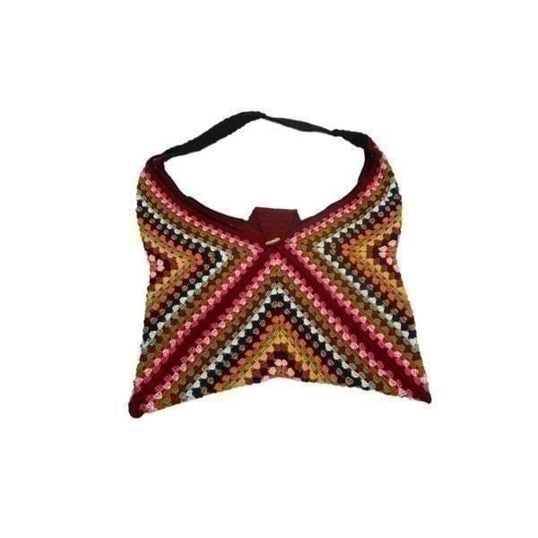 Handmade Women's Multi-Color Large Granny Squares Crochet Tote Bag