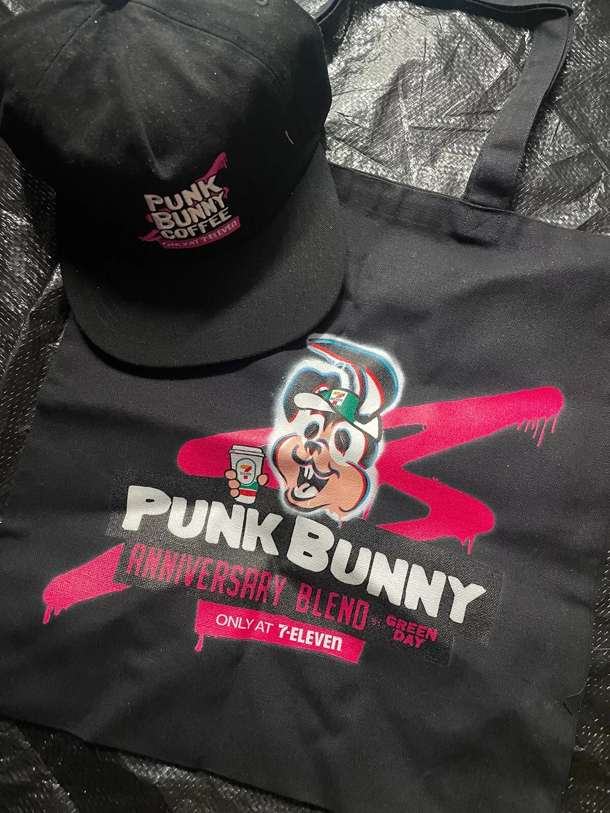 Sold Out Green Day Punk bunny 7-11 Coffee Baseball Dad Hat And Tote Bag 7-eleven