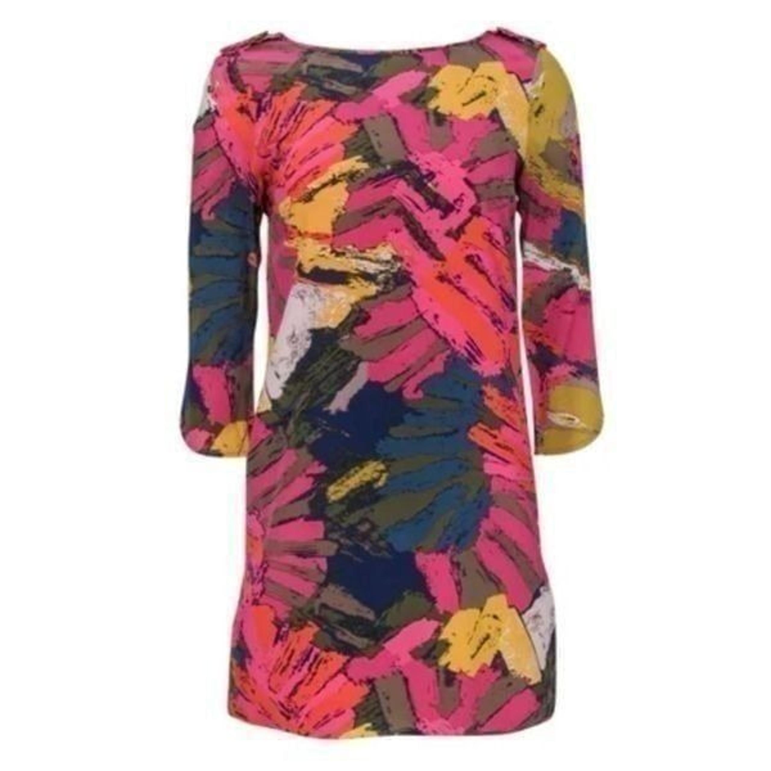 Tibi 100% silk abstract print shift dress size 0