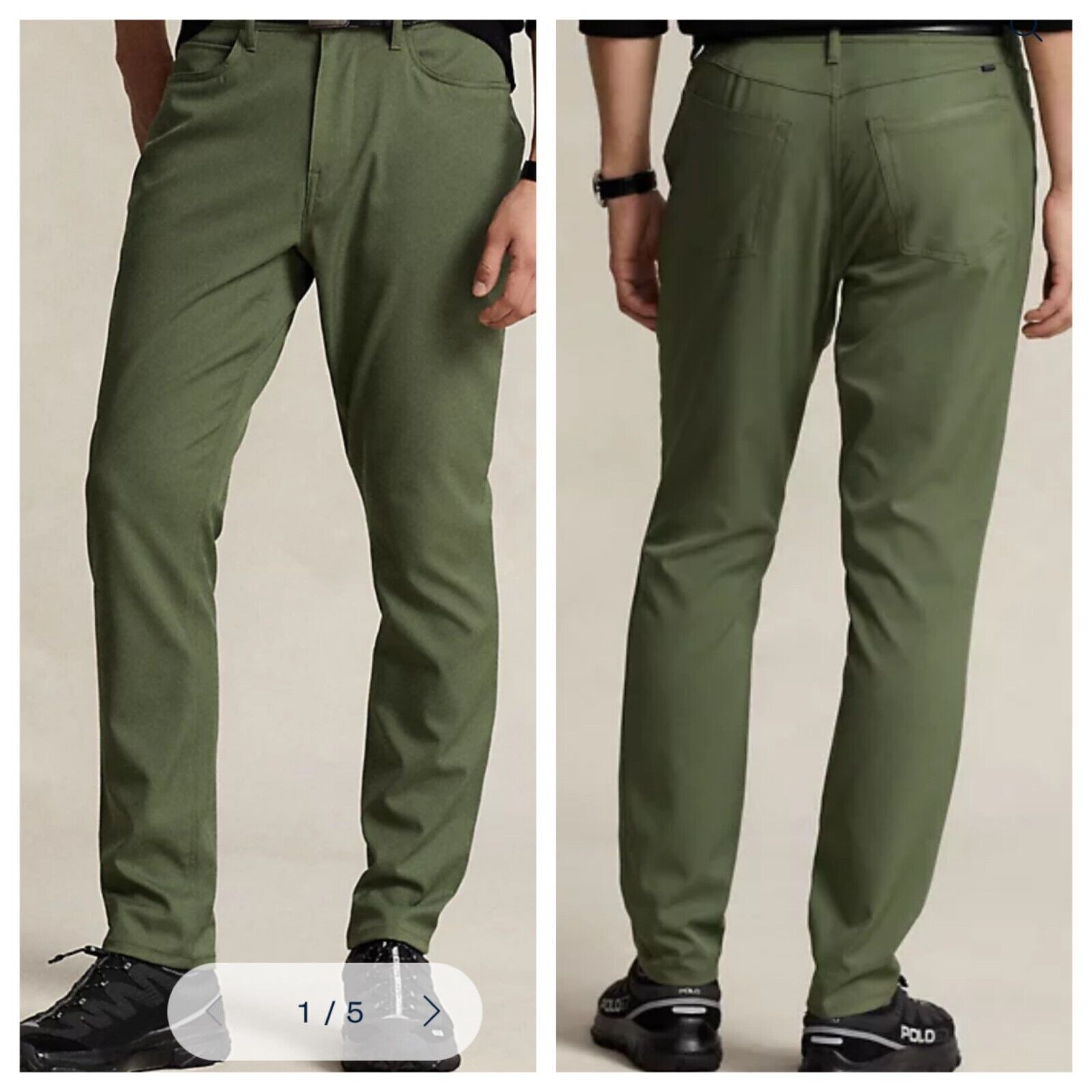 NEW Polo Ralph Lauren Mens Slim Fit Performance Chino Pants Green Stretch 38/30