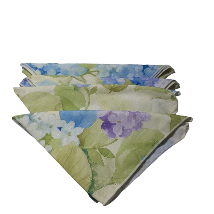 Fabric Napkins Hydrangea Flowers Cotton Polyester Spring Summer 19 Square 4pc