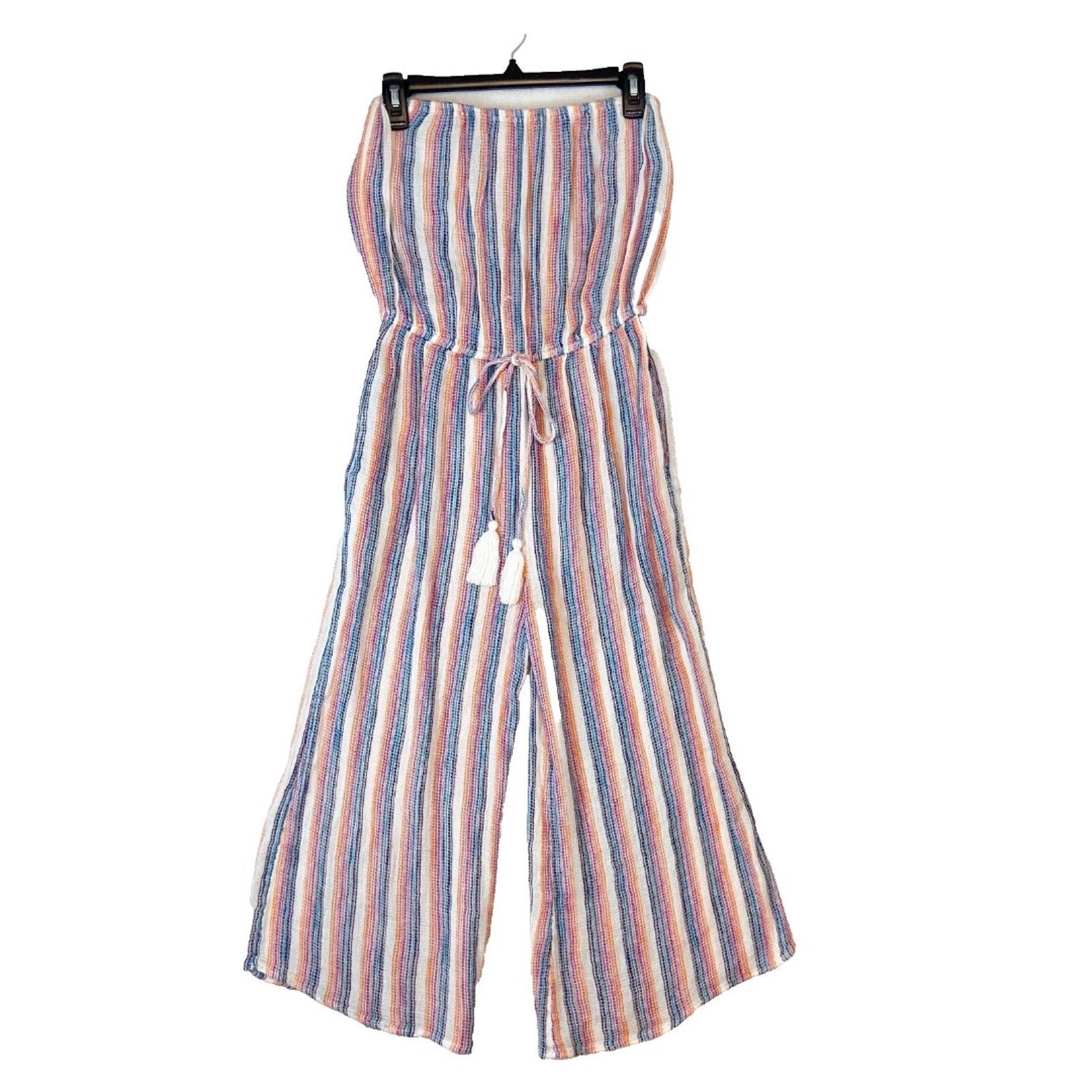 Elan Tube Jumpsuit Romper Women's Small Multicolor Rainbow Wide Leg Tassel