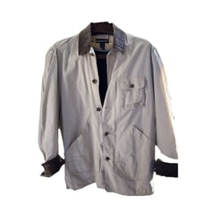 Banana Republic Men's Medium Leather Collar Field Jacket Chore Barn Coat Utility