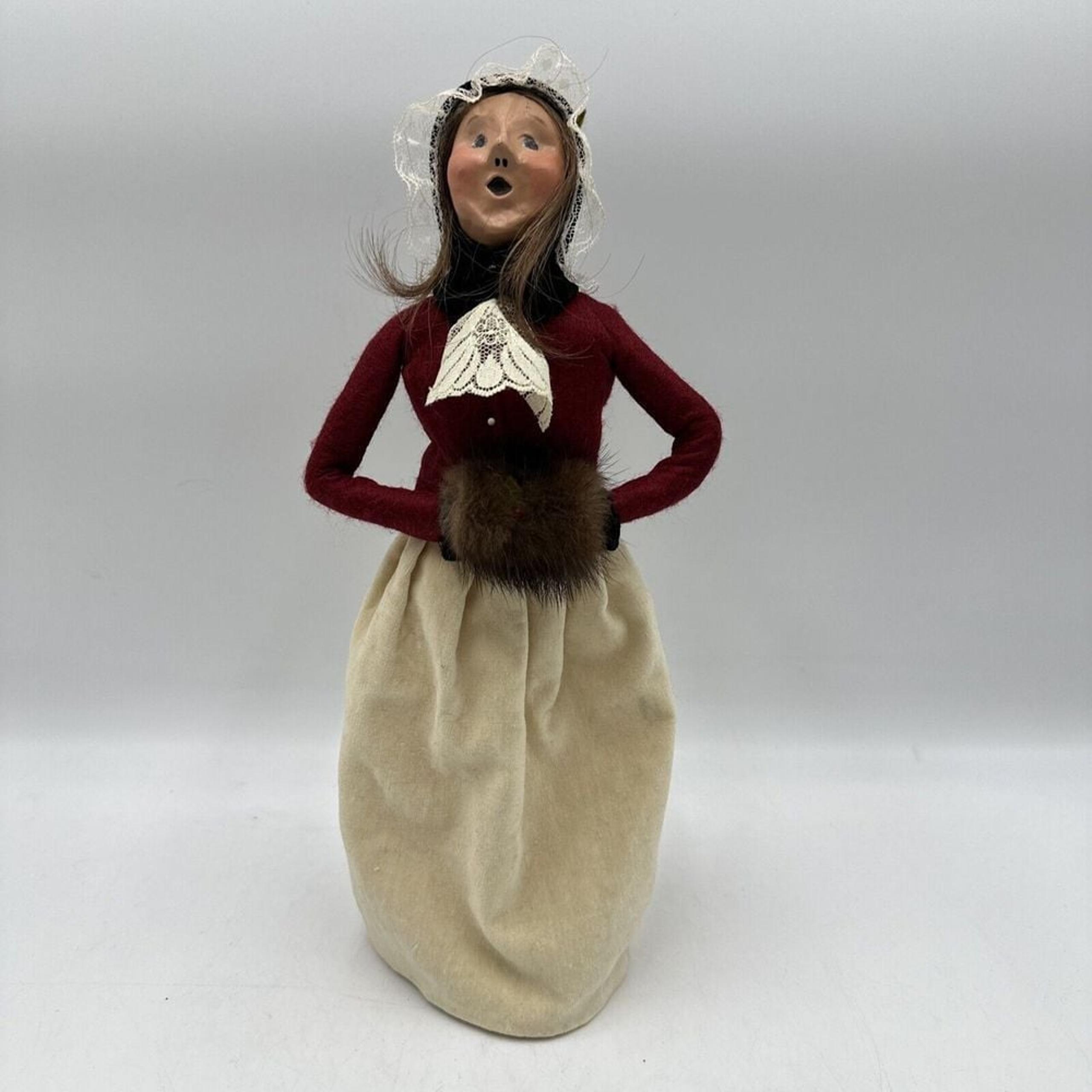 Byers Choice Carolers Lady Muff Victorian Skirt Woman 1990 Vintage 13" Signed