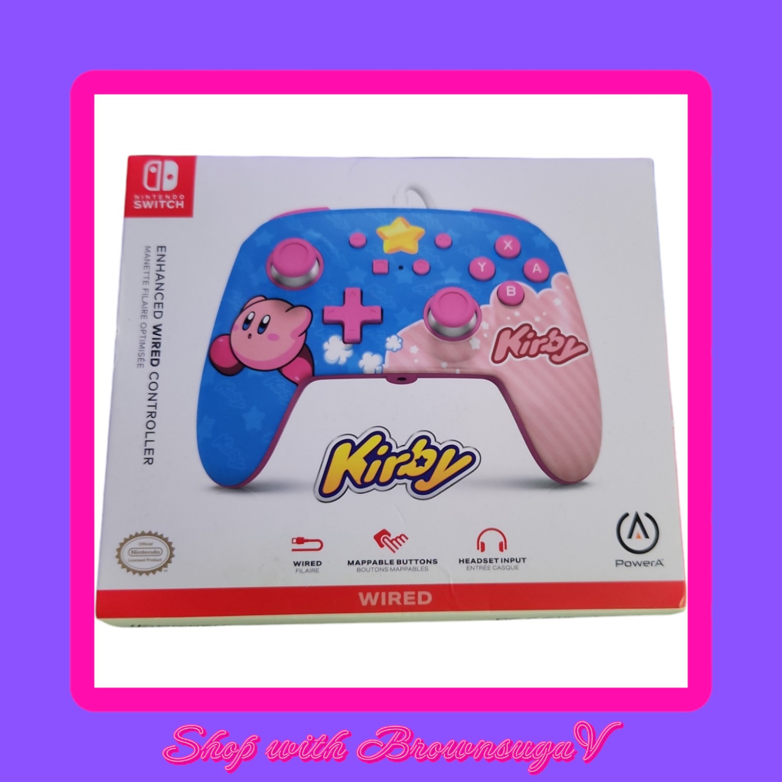 PowerA Nintendo Switch Kirby Enhanced Wired Controller - New Sealed!