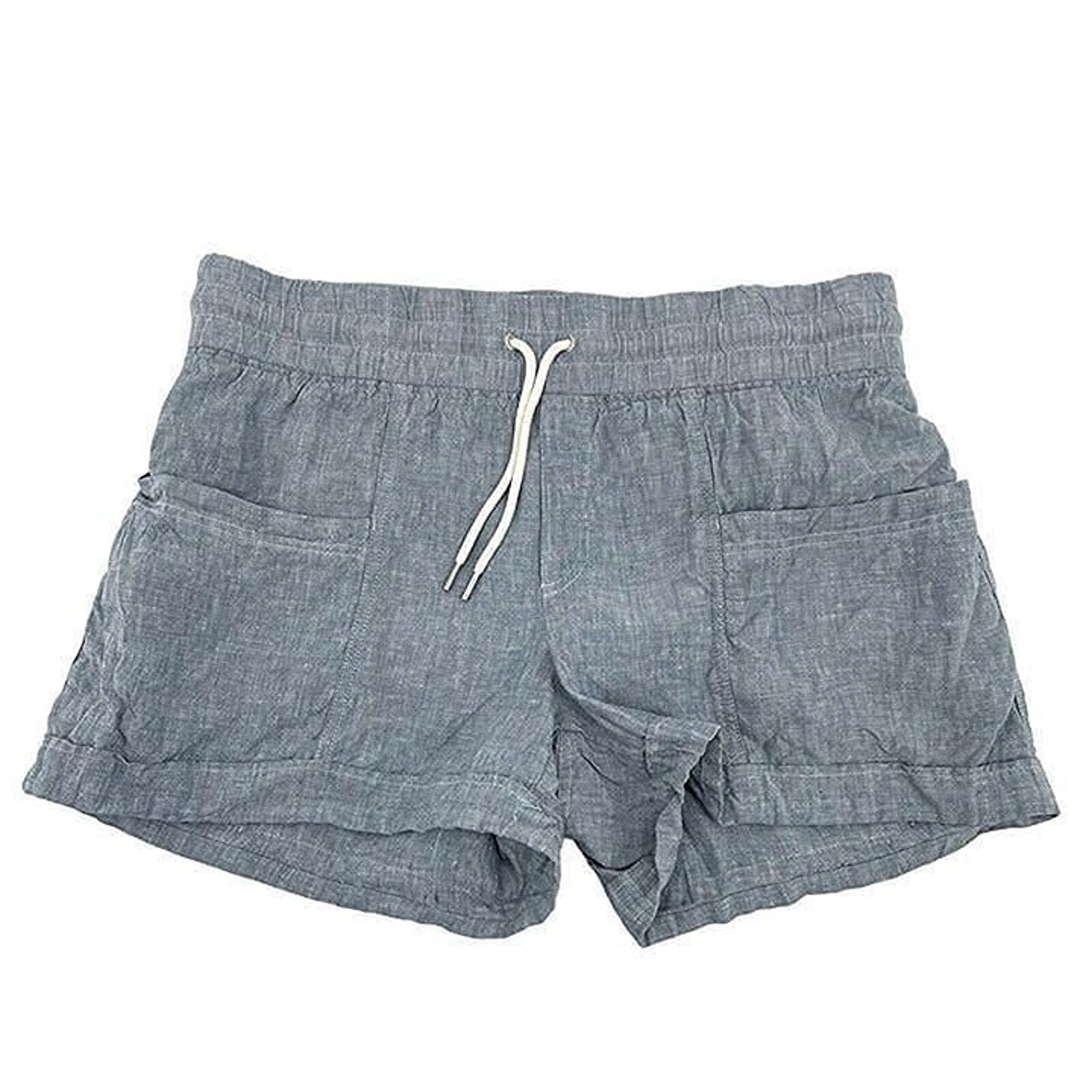 Athleta 100% Linen Pull-On Elastic Waist Shorts Pockets Powder Blue size 16