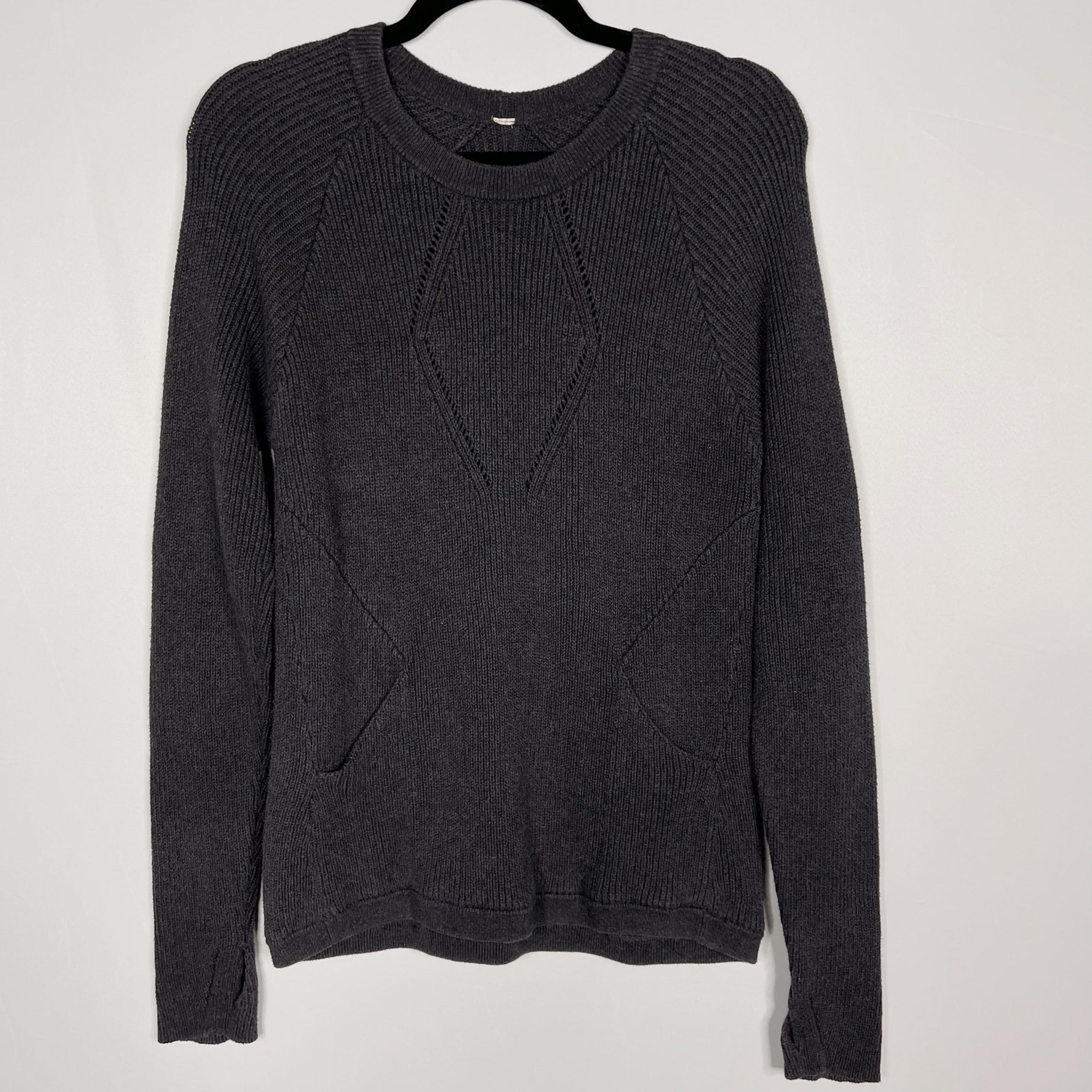 Lululemon Womens 6 Dark Heather Gray The Sweater The Better Crew Neck Cotton