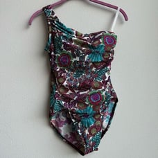 Miraclesuit One Shoulder Piece Swimsuit Colorful Paisley Women's Size 6 Small
