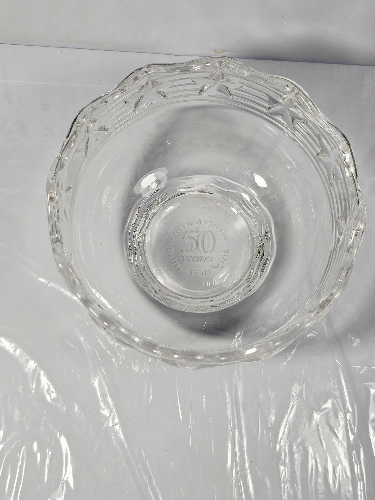 Tiffany & Co Stars & Stripes Crystal Bowl, 50yrs Arthur Anderson Accounting Firm