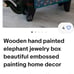 Handpainted Wood Elephant Hinged Box Trinkets Crystals Stash RARE!