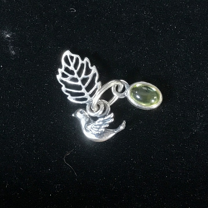 Pandora Sterling Silver 925 Forest Trinity Charm Bead 791214PE Bird Peridot ALE