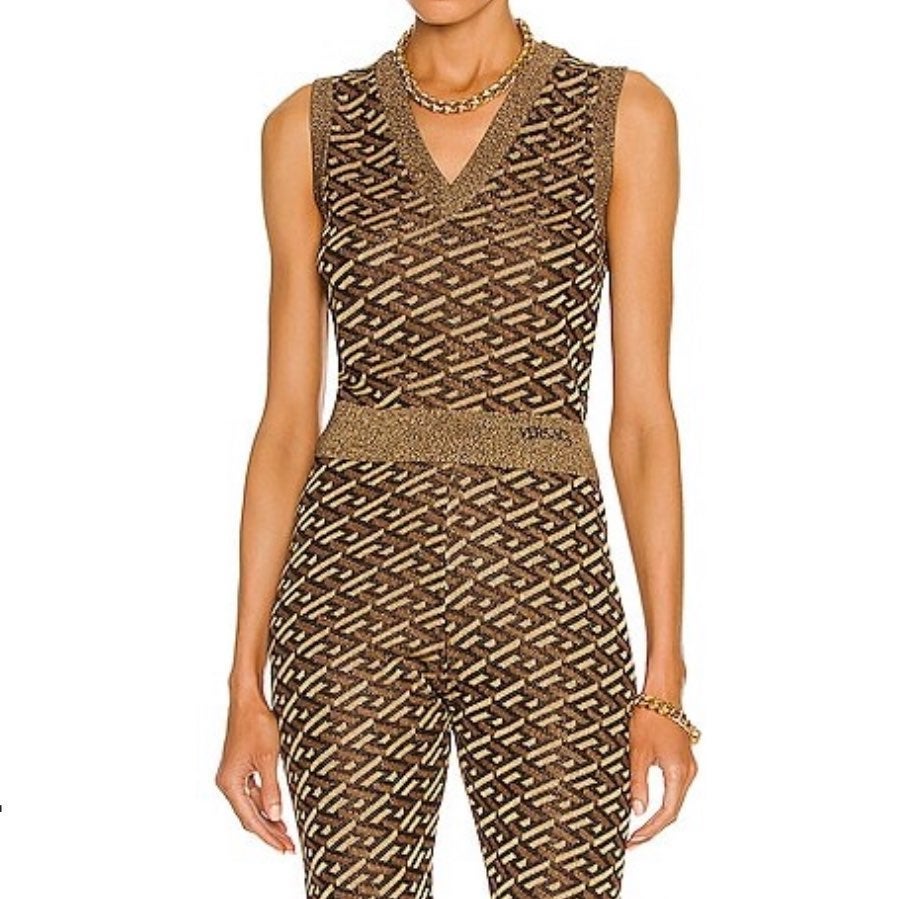 Versace V-neck Multicolor Monogram Vest