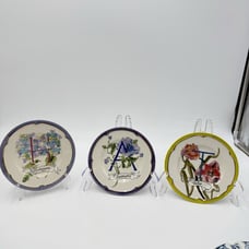 Anthropologie Eyewanderer Monogram Letters H A T Plates Set 3 Floral 6