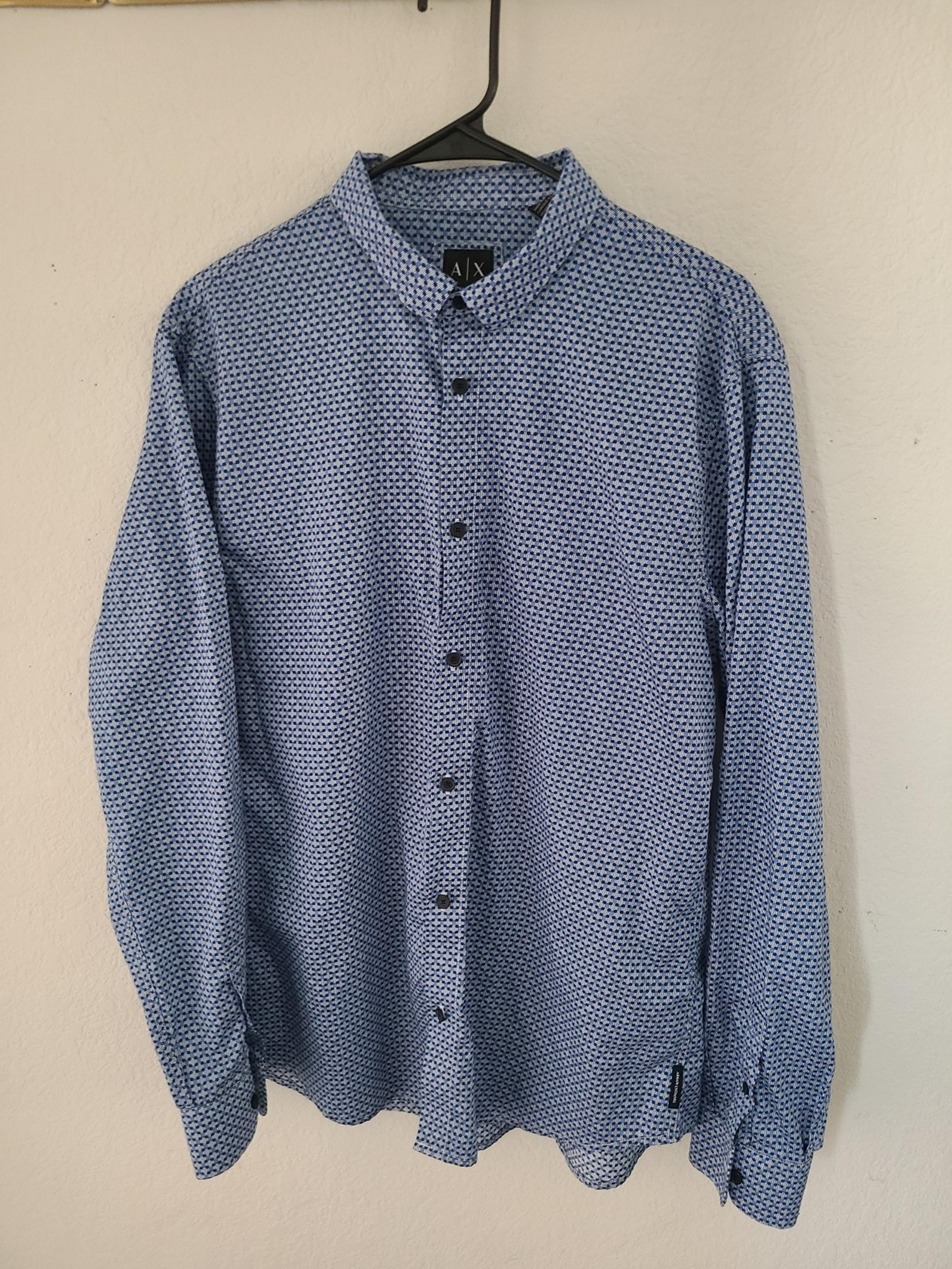 Armani Exchange Geometric Pattern Long Sleeve Men's Button Up Shirt Sz L