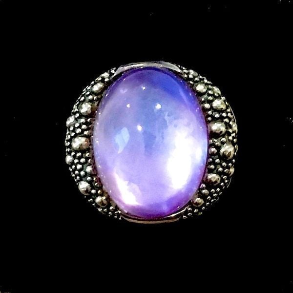 MICHAEL DAWKINS Silver Silver STARRY NIGHT Purple Amethyst Doublet Ring 925 Sz 9