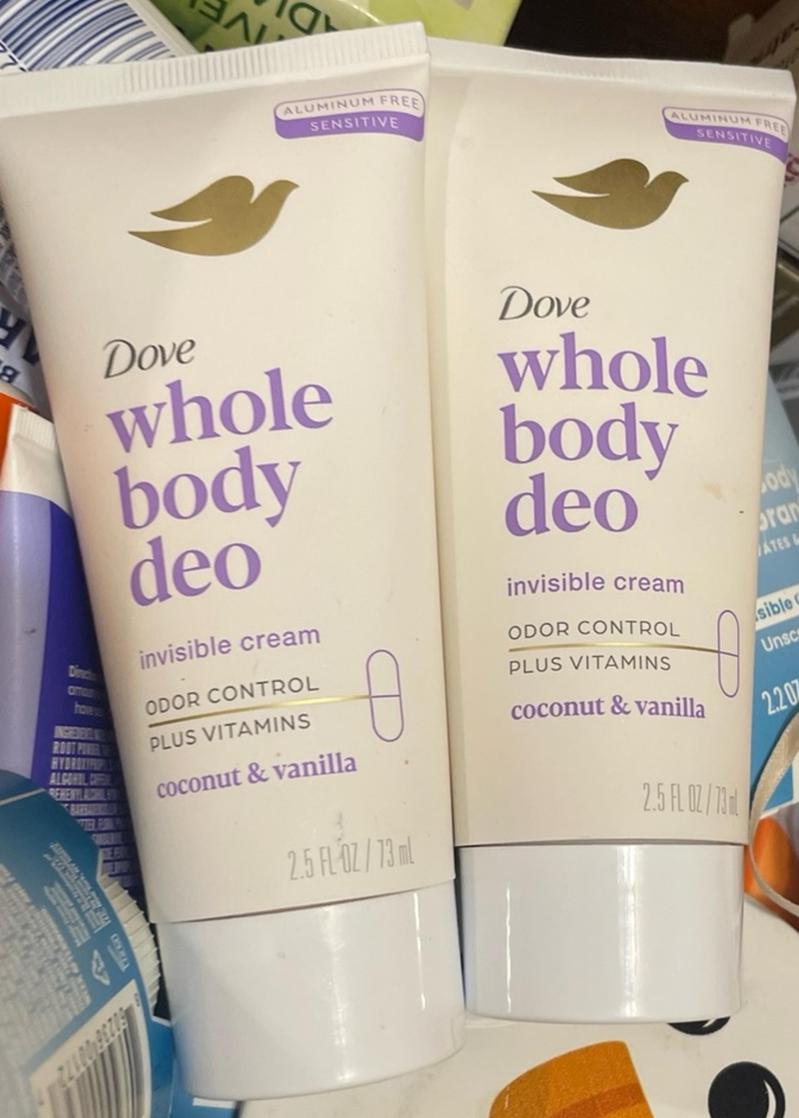 Dove whole body Deodorant invisible cream odor control+vitamins coconut & Van
