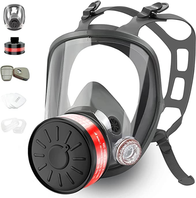 Full Face Gas Mask, Respirator Mask Reusable with 40mm Filter Canister