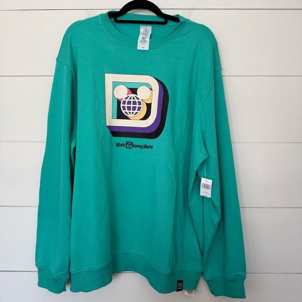 Disney Women’s XXL Teal Retro Logo Sweatshirt New