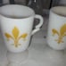 Vintage milk glass handle mugs