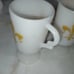 Vintage milk glass handle mugs