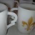 Vintage milk glass handle mugs
