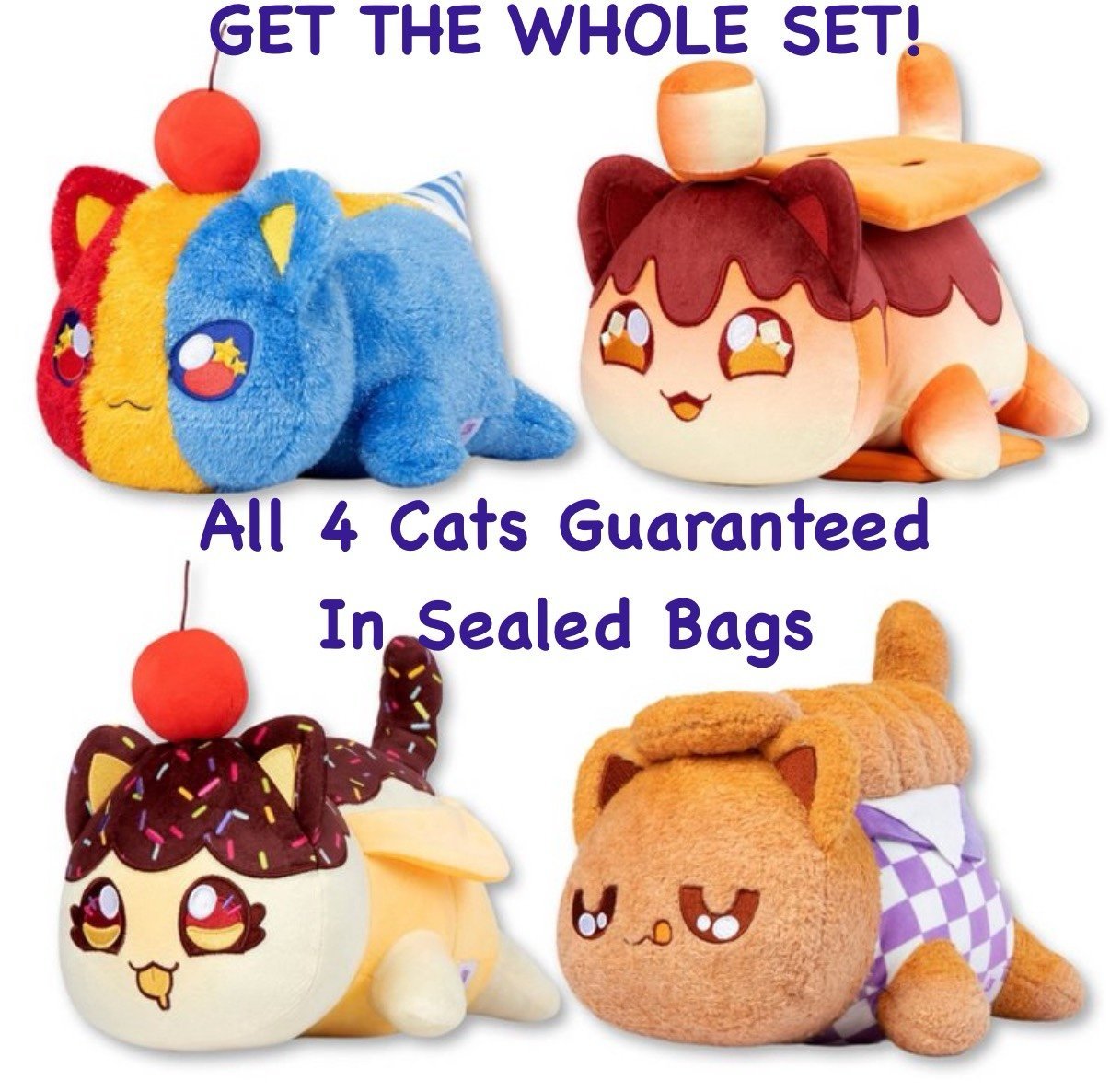 Aphmau MeeMeows 11” Plush Toys, All 4 Carnival Treats Cats (Sealed Bags)