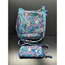 Vera Bradley Messenger Bag Floral Design W/ Matching Wallet