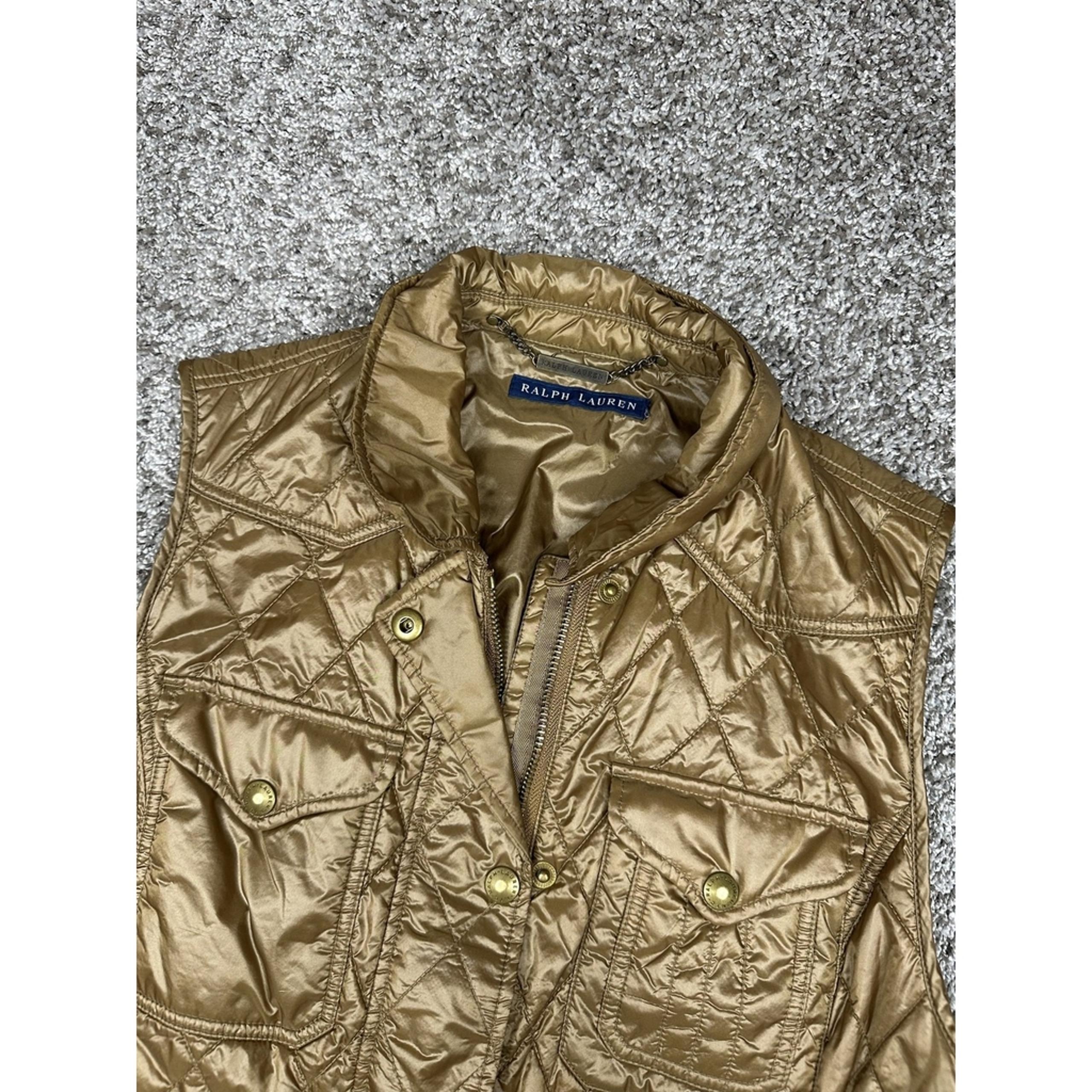 Ralph Lauren Quilted Vest Womens Medium Nylon Snap Button Pockets Adjustable