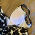 New womens black and white floral print One Piece Swimsuit medium ruched