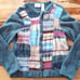 Liz Claiborne Vtg. Lamb Wool & Rabbit hair Patch work Button up Sweater