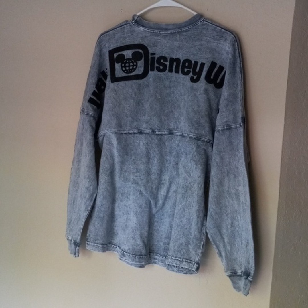 Walt Disney World Spirit Jersey Shirt Womens Size Small Acid Faded Wash Grey