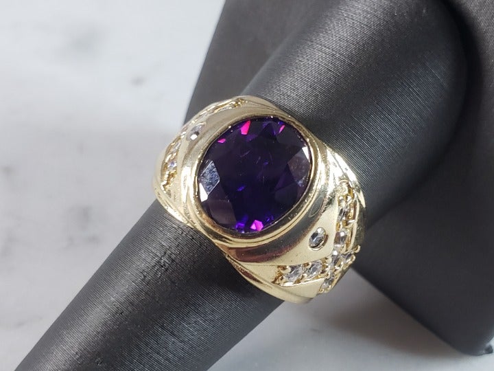 Womens Vintage Estate 14K Yellow Gold Amethyst Colored Ring 9.5g E2550