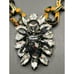 Tortoise Shell Acrylic Loops J CREW Statement Necklace Large Rhinestone Pendant