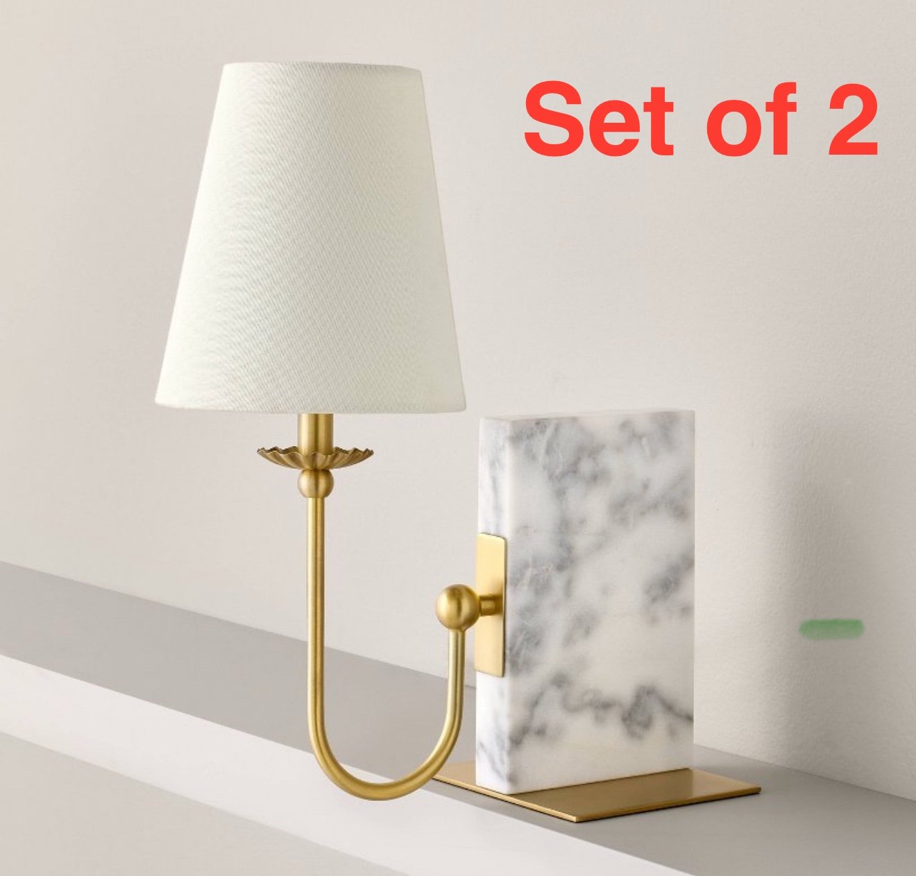 Set of 2 — Marble Book Shelf Lamp - Hearth & Hand™ with Magnolia