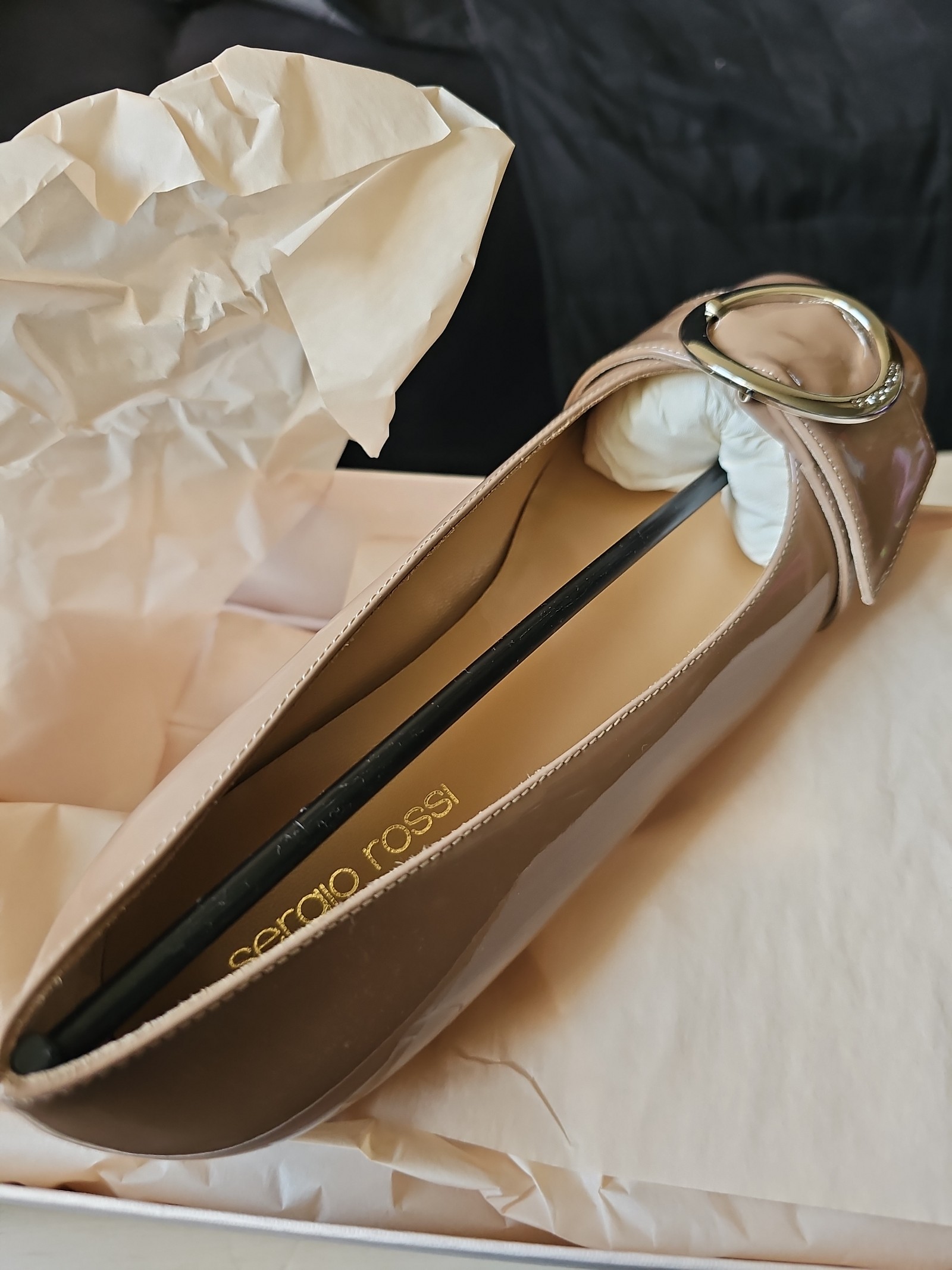Sergio Rossi Bright Skin Ballet Flat with Buckle Size 34 UK Size 4 US