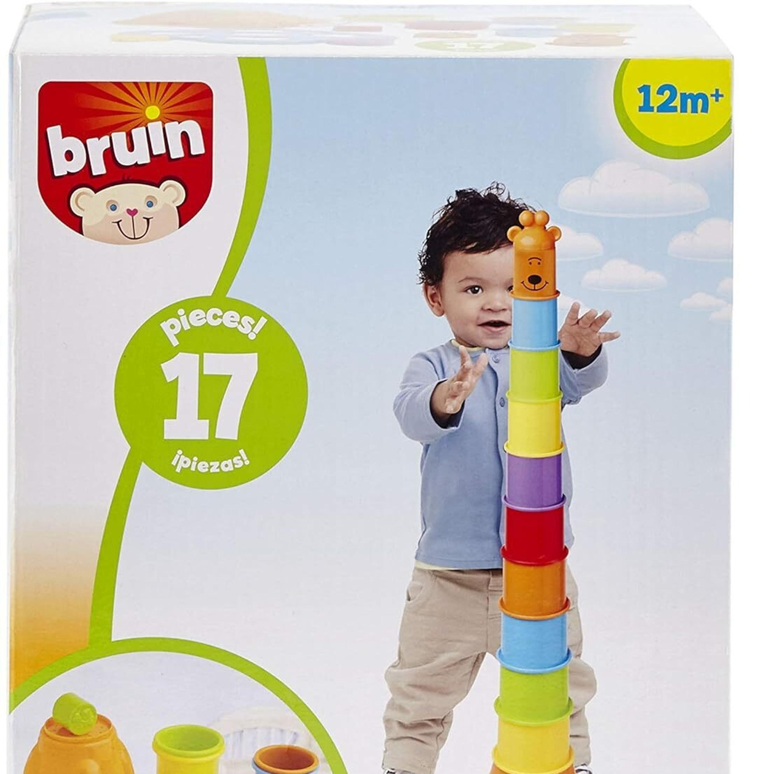 New STACKING GIRAFFE BUCKET Stack 'N Sort 17 Piece Toy By BRUIN Age 1+ NIB HTF !